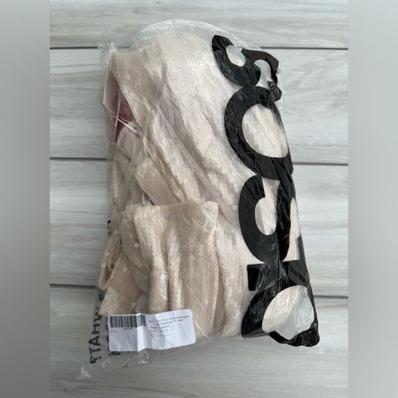 ASOS The Frolic exclusive sequin tie front bodycon maxi dress Beige Size 6 NWT - Picture 10 of 10